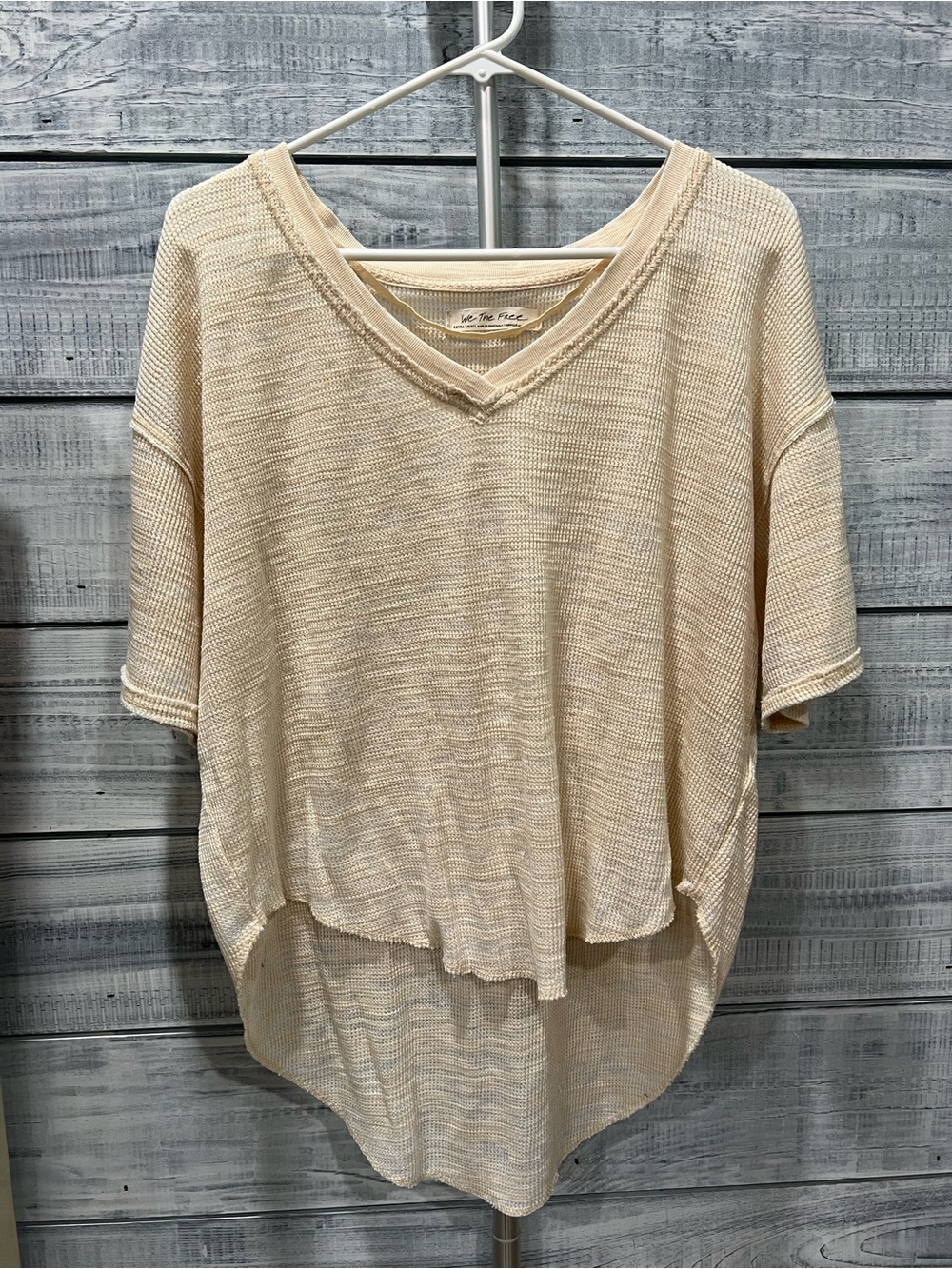 We The Free Cream V-Neck Waffle Knit Tunic